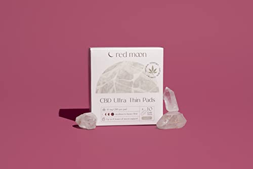 Red Moon Ultra Thin Hemp Pads (Pack of 10) Sanitary Pads for Women, Menstrual Pads- White